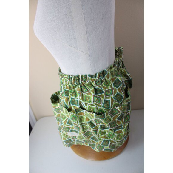 Mod Abstract Paisley Apron Vintage Green 3 Pocket 91268 - Picture 3 of 7